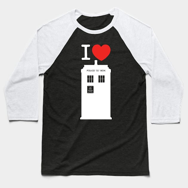 I ♥︎ Doctor Who (white-out) Baseball T-Shirt by andrew_kelly_uk@yahoo.co.uk